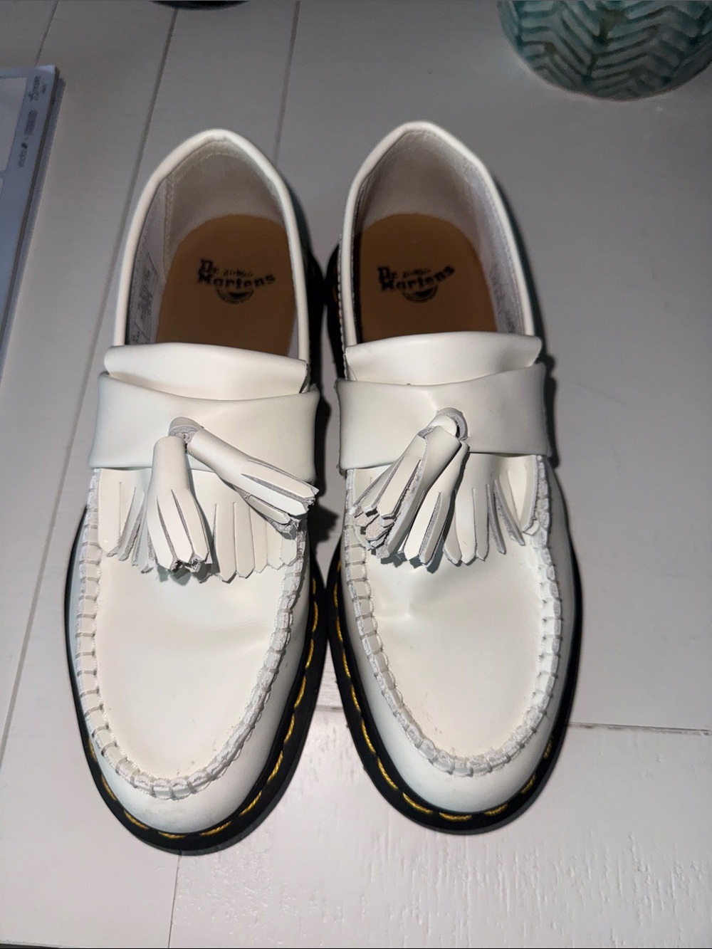 Dr. Martens White Tassel Kiltie Loafers